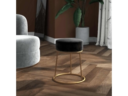 Vidaxl Banqueta Redonda Veludo Preto