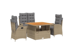 Garden Dining Set, Garden Dining Sets Vidaxl Bege Rattan / Vime (mesa Com 110 Cm De Comprimento)