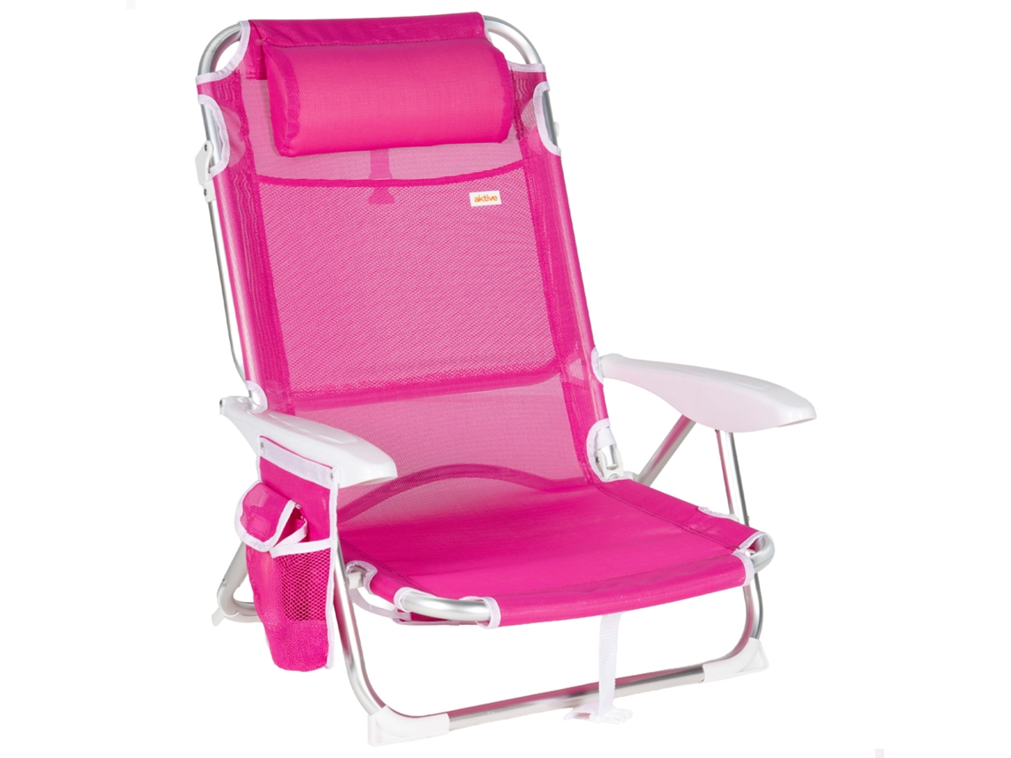 Aktive Cadeira De Praia Baixa Dobrável Multiposições 51x45x76 Cm Fúcsia