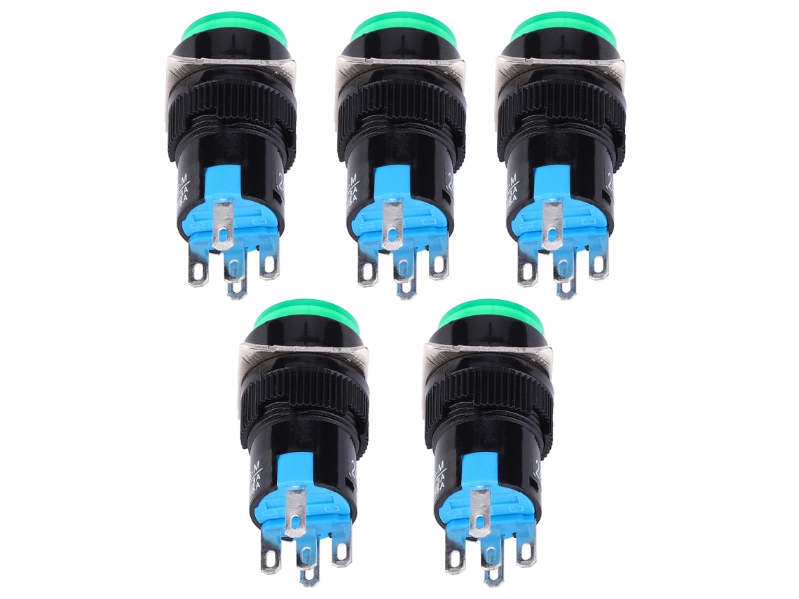 Laxiscreed Botões De Pressão Com Luz, 5 Pinos Para Automação Industrial E Contacto Momentâneo