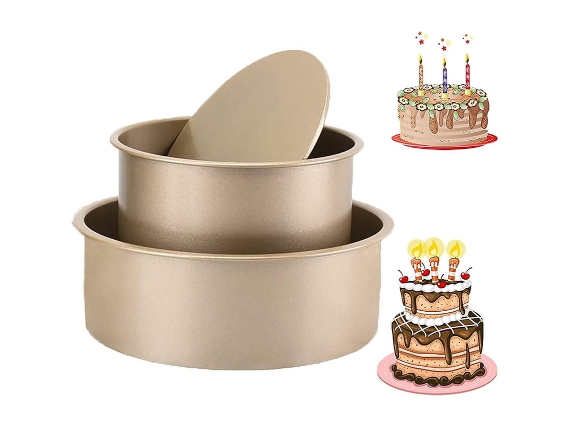 Forma Para Bolo 2 Peças 2 Níveis Redondas Aço Alto Carbono 6 Polegadas 8 Polegadas 17cm 21.8cm
