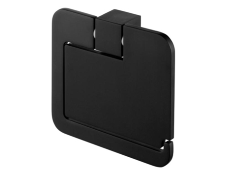 Suporte de Rolo de Papel Higiénico com Flap, Acabamento em Preto, Montagem Moderna em Zamak