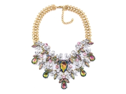 Colar De Clavícula Decorativo Com Strass Multicolorido