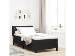Vidaxl Cama Box Com Cabeceira Manual Preto 200 X 90 Cm Veludo