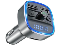 Transmissor Fm Bluetooth Yizhood Usb 5v/2.4a1a Sd/usb Hands Free Azul Cinzento