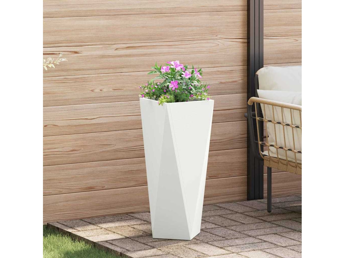 Vidaxl Floreira Branco 30 X 30 X 75 Cm Aço