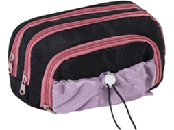 Estojo, caixa grande, caixa de suporte de bolso, bolsa de armazenamento de capacidade (preto roxo) Rosy Posy Peil Opening Cute