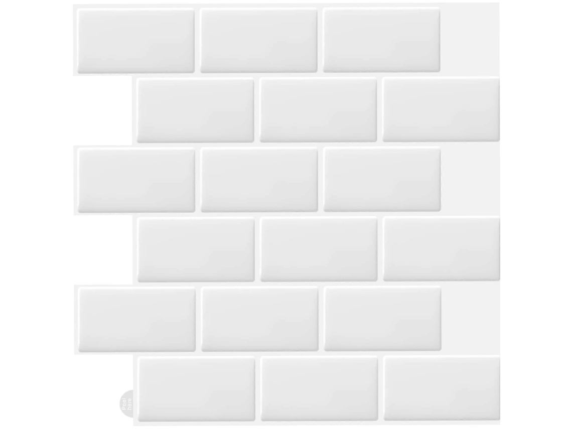 Omni 10 Piezas de Adhesivos de Baldosas 3d Autoadhesivos Blancos para Cocina Y Baño 30.5x30.5cm