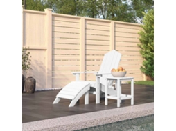 Vidaxl Cadeira De Jardim Adirondack Com Apoio De Pés/mesa Pead Branco