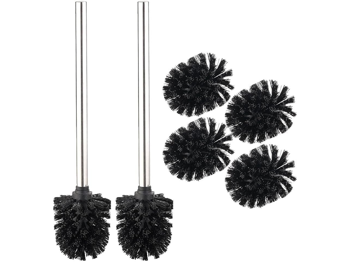 Escova Sanitária De Parede Conjunto Com 2 Escovas Sanitárias Com Cabo De Aço Inoxidável E 3 Cabeças Gokoco