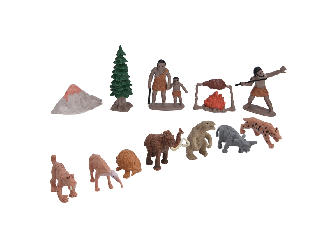 Primerox 12pcs Brinquedos de Figuras Históricas Vida Pré histórica com Animais Pvc 3+