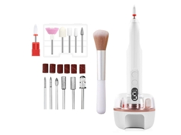 Lixa De Unhas Elétrica Profissional Recarregável Conjunto De Brocas De Unhas 12 Brocas E Base Recarregável Branco Yunzii