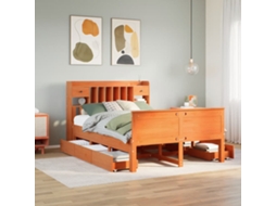 Vidaxl Cama Com Estante Sem Colchão 150x200 Cm Pinho Maciço