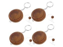 Conjunto De 4 Mini Fitas Métricas Retráteis De Couro Bovino Com Passador De Linha.