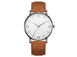 Reloj De Pulsera Mecánico De Cuarzo Con Correa Café Caja Negra Esfera Blanca Manecillas Plata