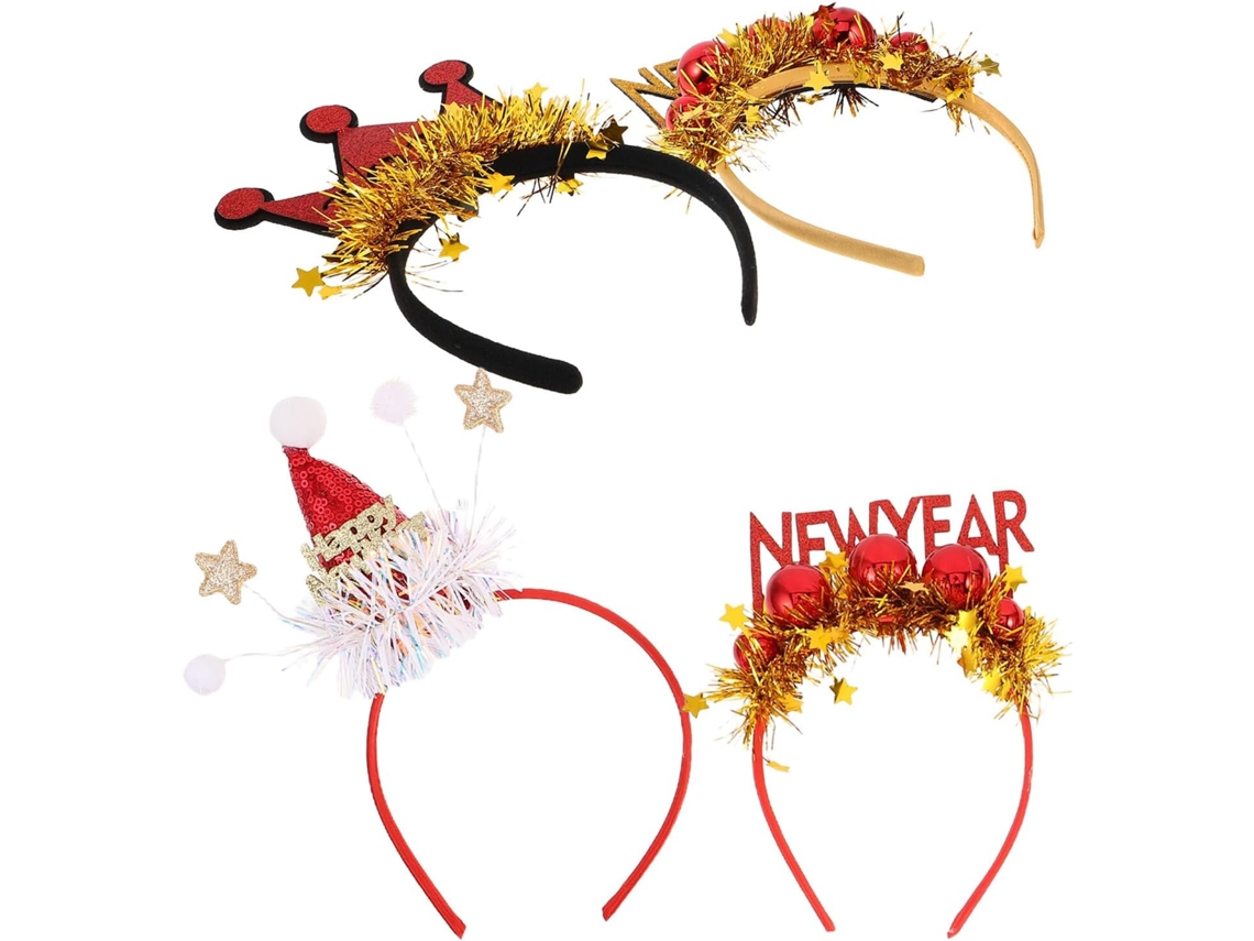 Conjunto de 4 Tiaras Lantejoulas para Acessórios de Cabelo para a Festa de Ano Novo