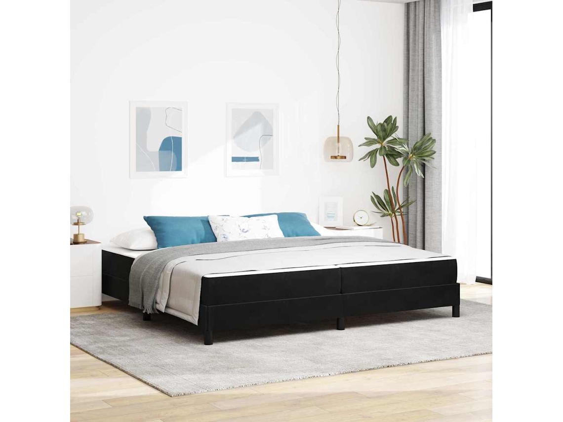 Vidaxl Cama Box Com Colchão Preto 200 X 200 Cm Tecido