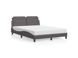 Vidaxl Estrutura De Cama Sem Colchão Zadar 140x190 Cm Couro Artificial Cinzento