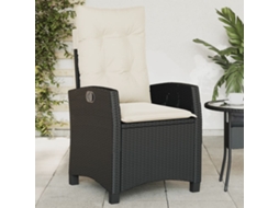 Cadeira De Jardim Reclinável C/ Almofadões Vime Pe Preto Dkd Home Decor