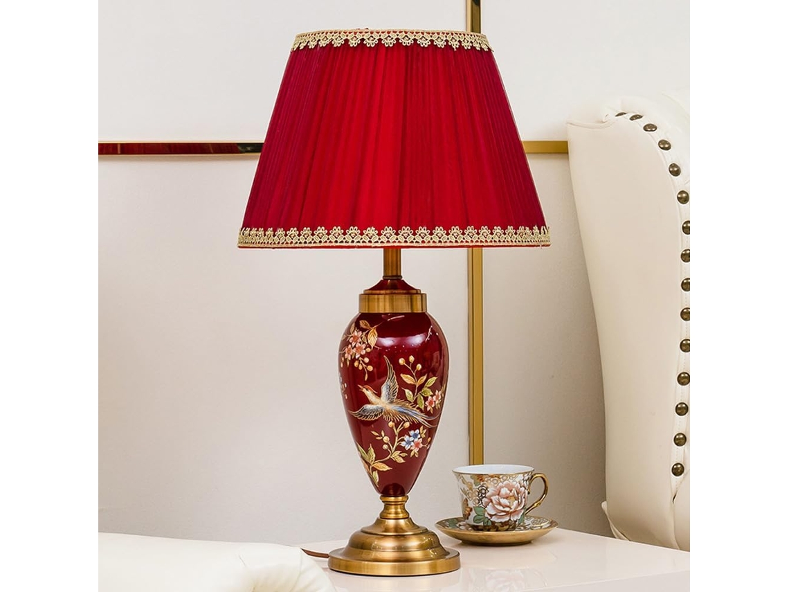 Abajur De Mesa Retrô Em Cerâmica, Abajur De Mesa Grande Em Porcelana Oriental, Abajur De Cabeceira Em Estilo Chinês Para