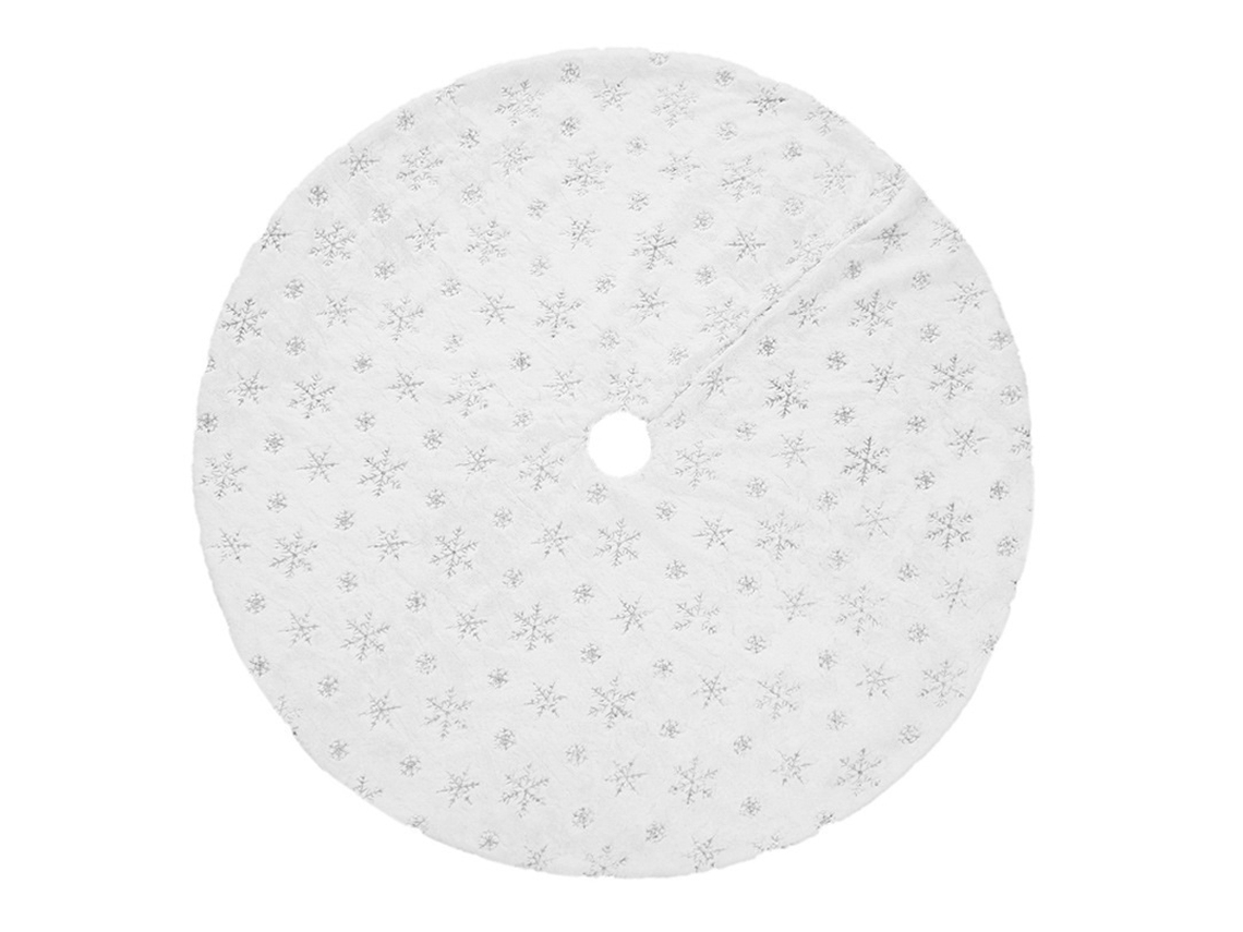 Saia de Árvore de Natal Branca Saia de Árvore de Natal para Decoração de Casa de Árvore de Férias com Flocos de Neve de Lantejoulas Prata de 90 Cm