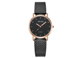 Yolako Relógio de Pulso Feminino de Quartzo com Pulseira de Plástico e Strass (preto)
