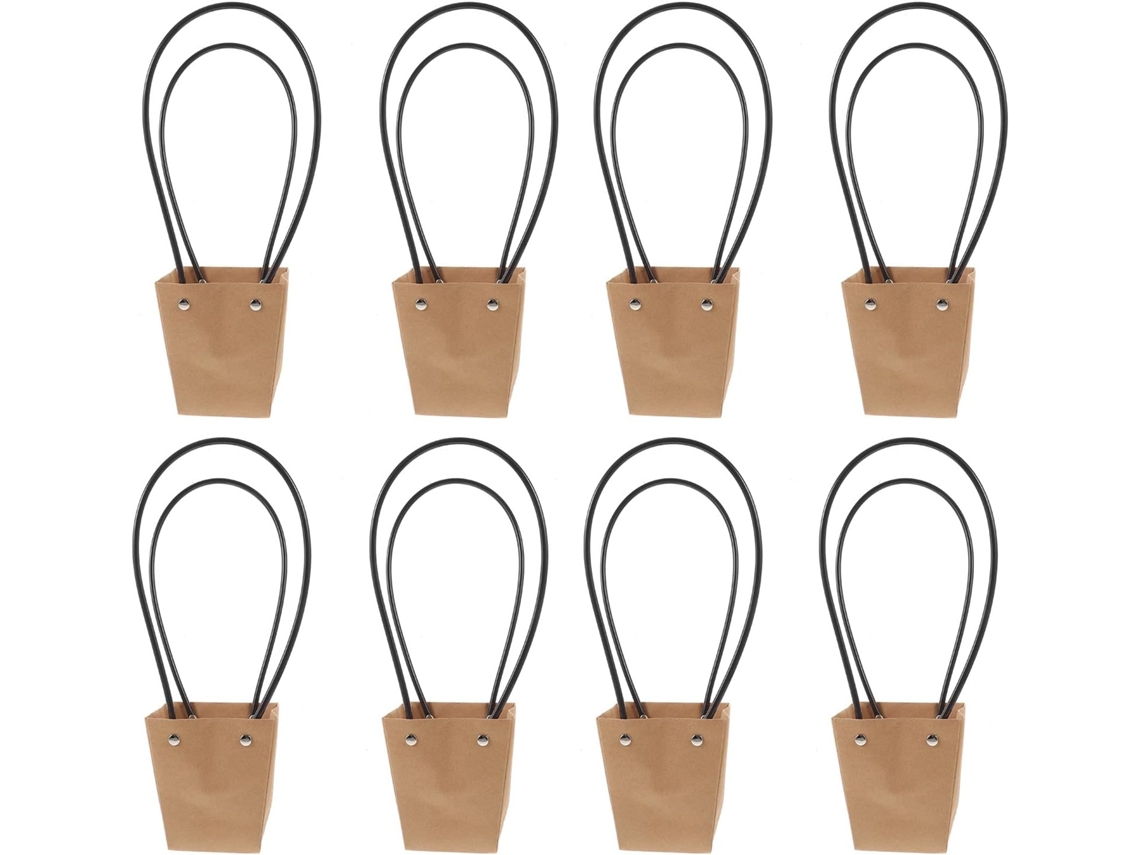Conjunto De 10 Embalagens De Papel Kraft Para Buquês De Flores Com Alças, Portáteis E Práticas.