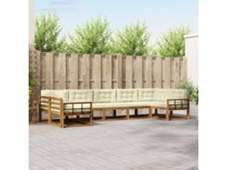 Vidaxl Conjunto De Sofás Para Exterior 7 Pcs Natural E Creme