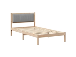 Estrutura de Cama com Cabeceira Estofada em Cinzento Claro MAISON EXCLUSIVE