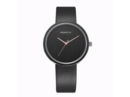 Relógio de Pulso Feminino Simples Estilo Tendência com Pulseira de Couro Pu Quartz Preto