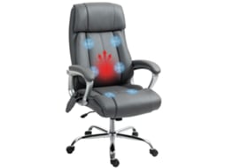 Cadeira de Escritório com Massagem Couro Pu Cor Cinzento 66x72x113-121 cm Homcom