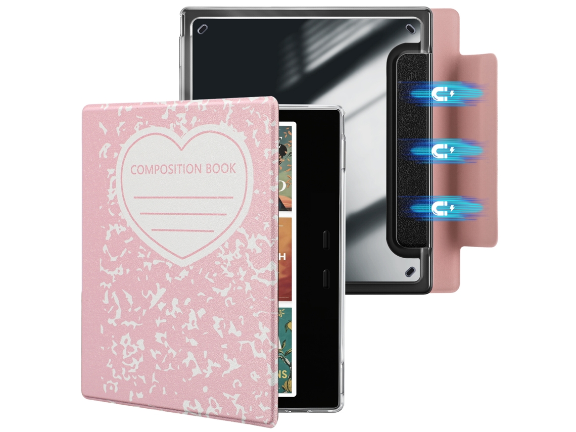 Capa Para E‑reader Boox Go 7 Polegadas, Flip Magnético Removível, Traseira Tpu Transparente Fina Czhhmart Em Forma De Coração