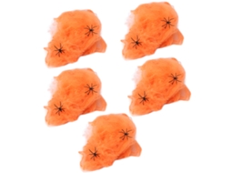 5 Peças Teia Aranha Decorativa Halloween Laranja