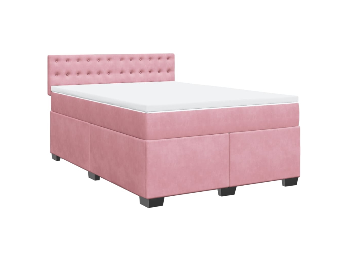 Cama com Molas/colchão 140x190 Cm Veludo Rosa MAISON EXCLUSIVE