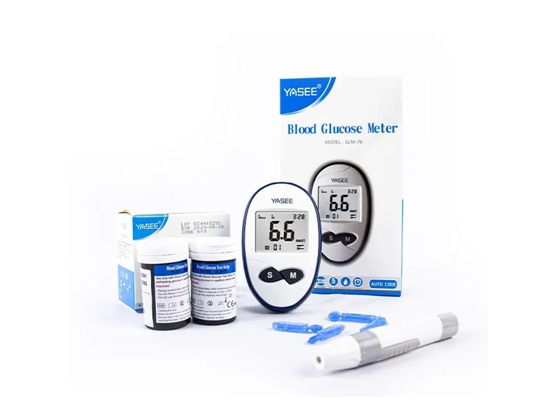 Kit Medidor De Glicose Glm-76, Com Tiras E Lancetas, Monitor De Diabetes Auto Código Rápido
