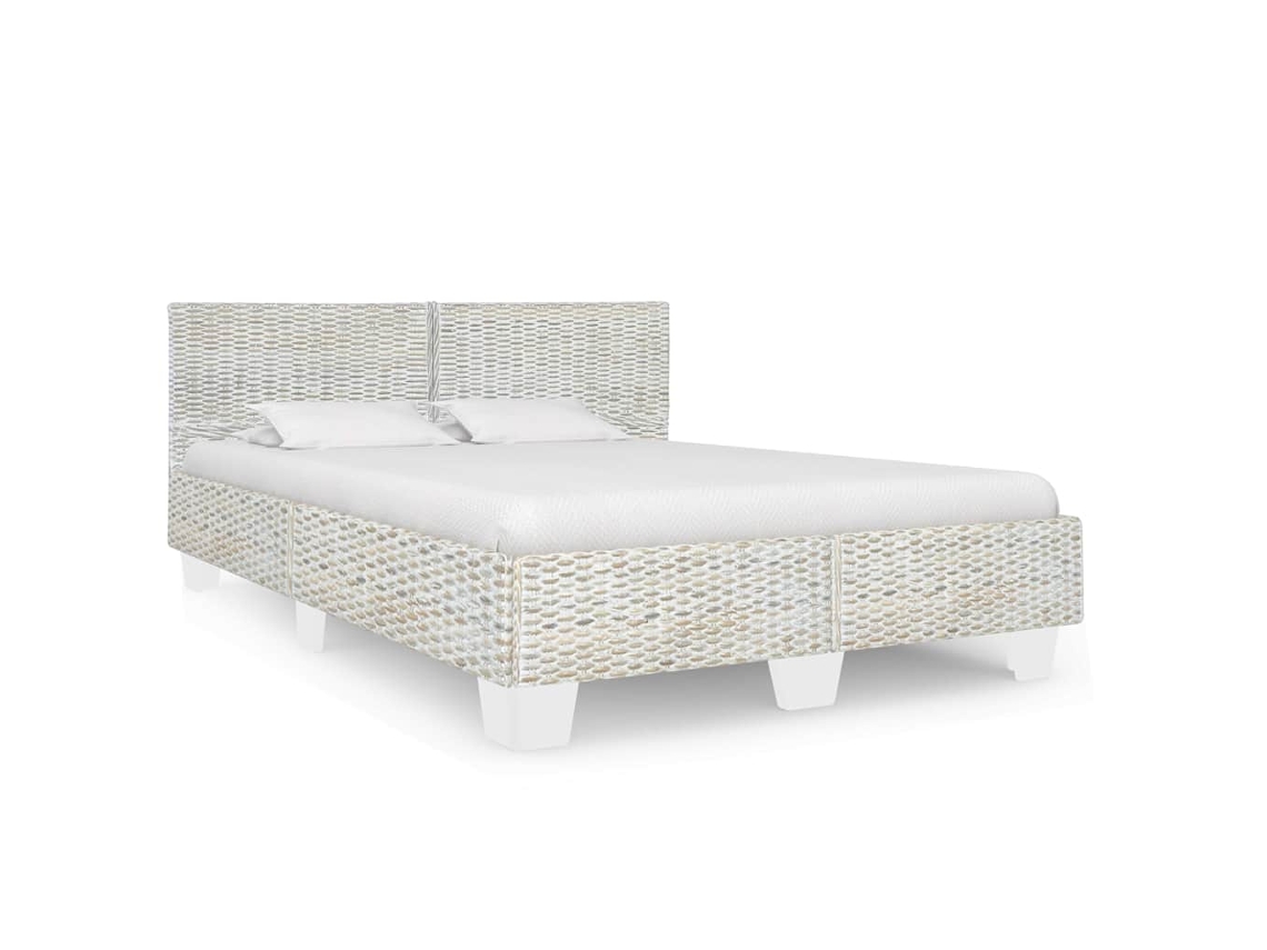 Vidaxl Estrutura De Cama 160x200 Cm Vime Genuíno Cinzento