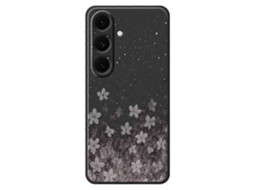 Capa Tkdaddy Para Samsung Galaxy S24 Fe, Cinza, Estampa Floral, Borda Reta, Tpu, Capa Traseira, Preta