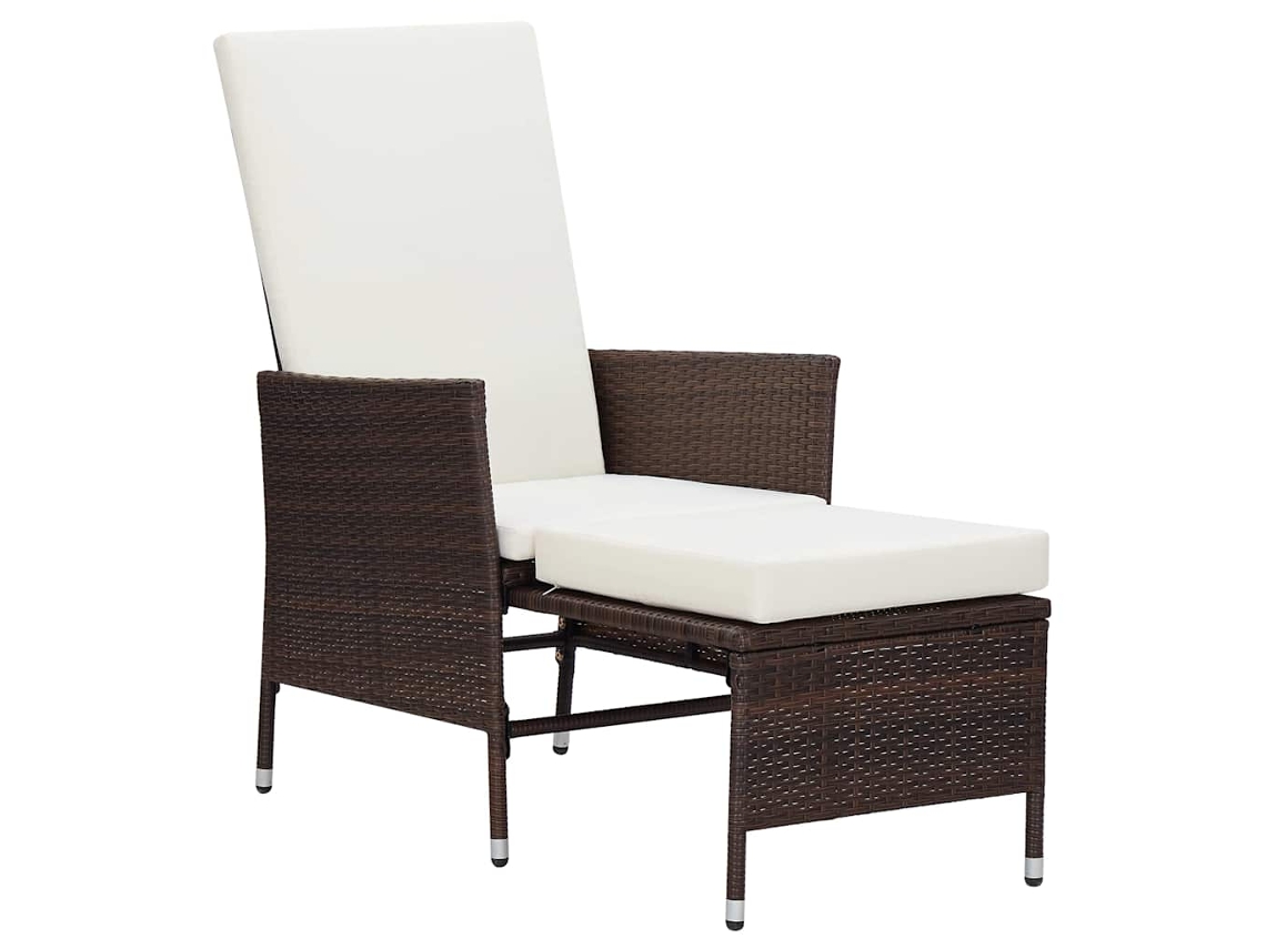 Maison Exclusive - Cadeira De Jardim Reclinável Com Almofadões Vime Pe Castanho