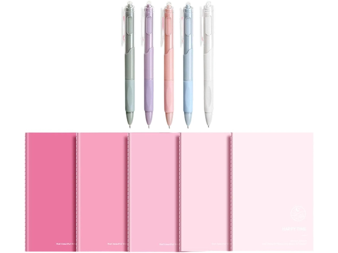 Conjunto de 5 Cadernos de Capa Mole com Canetas e 30 Folhas de Papel Pautado. SFUSHOS