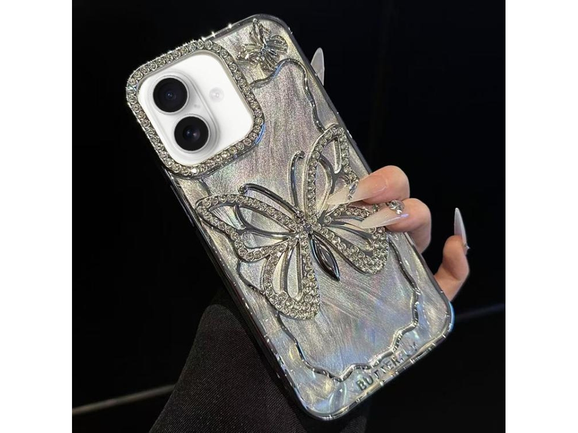 Capa Para Iphone 17 Com Estampa De Borboleta Galvanizada E Papelão Epóxi.