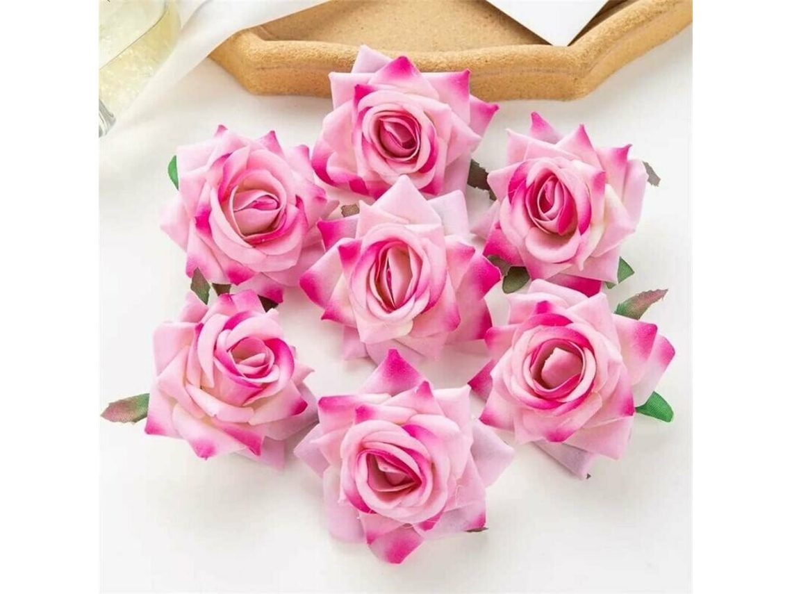 10 Unidades de Flores Artificiais para Scrapbooking, Decoração de Casamento, Jardim, Exterior e Casa. Rolo de Flanela com Rosas Rosa Claro. AQUAFORGE