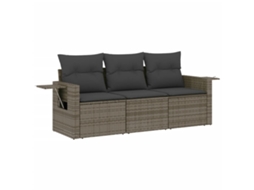 Conjunto de 3 sofás de jardim com almofadões Vime Pe Cinzento MAISON EXCLUSIVE (3 peças)