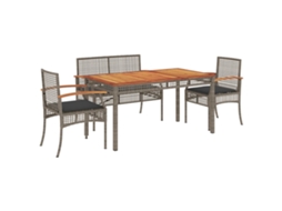 Conjunto de 4 Jantar P/ Jardim com Almofadões Vime Pe Cinza MAISON EXCLUSIVE (80x200 cm)