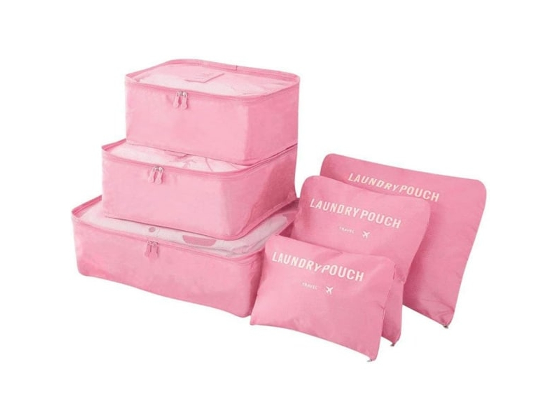 Conjunto Organizador De Mala, 6 Peças, Cubos Organizadores Para Viagem, Para Roupas E Malas, Bolsas De Armazenamento Rosa