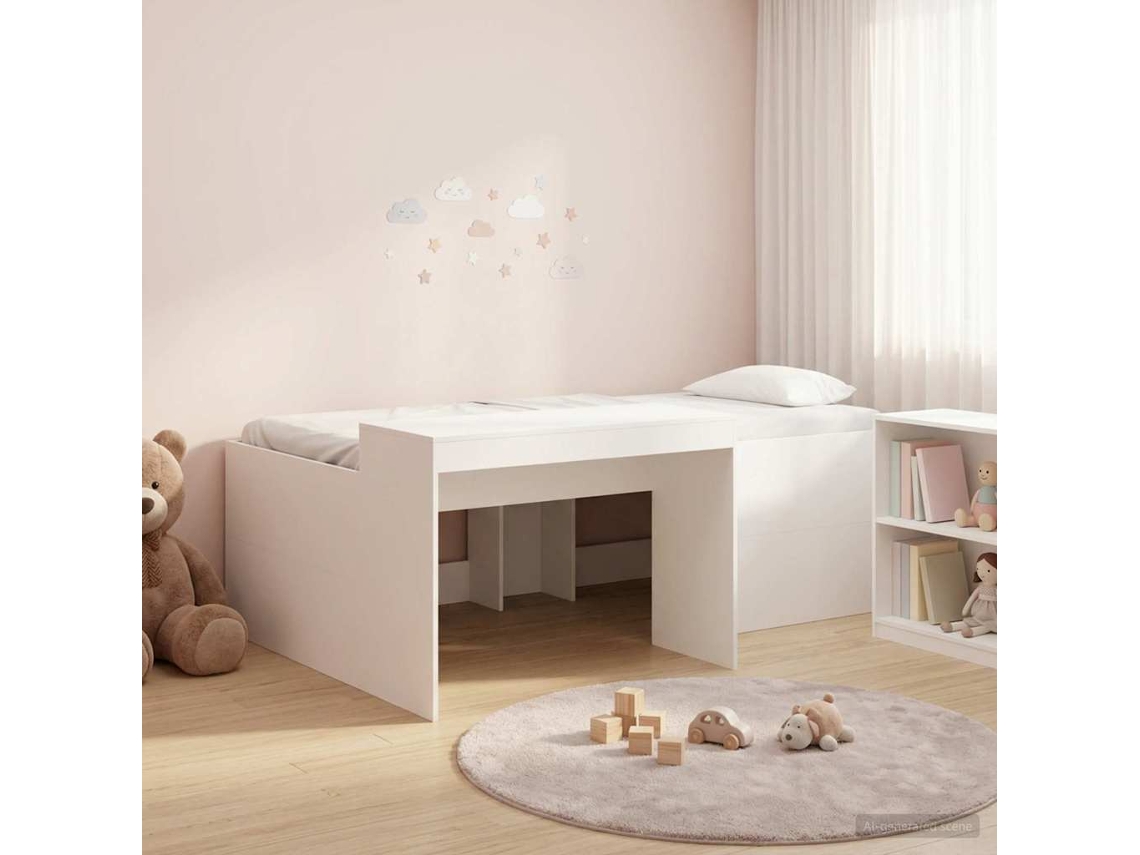 Vidaxl Cama Alta Para Crianças Com Mesa Branco 80 X 200 Cm