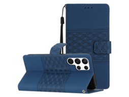 Capa Para Samsung Galaxy S23 Ultra 5g Em Couro Sintético Com Textura De Diamante E Cordão.