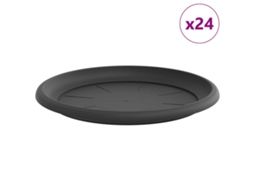 Conjunto 24 Bandeja Para Flores Vidaxl Preto Plástico (ø 27 X 2,5 Cm)