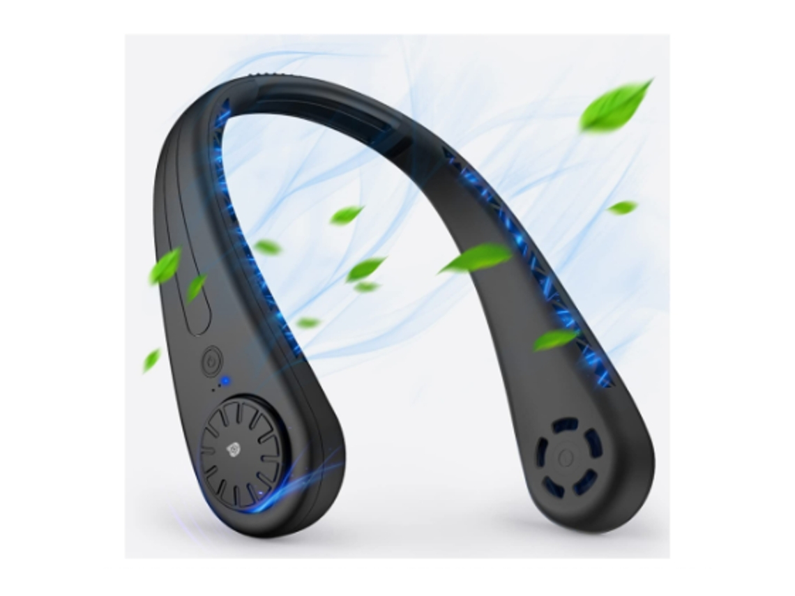 Ventilador Pescoço 3600mah 360° Giratório 3 Velocidades Preto Yizhood