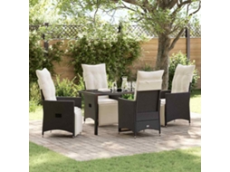 Vidaxl Conjunto De Jantar Para Jardim 5 Unid. Preto Vime Pe
