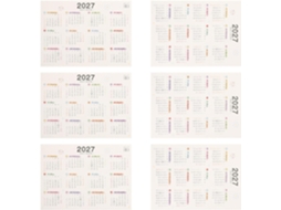 Calendário De Parede Anual Reversível 2027 (pacote Com 6): Folha De Planejamento De Com Aba, Vertical
